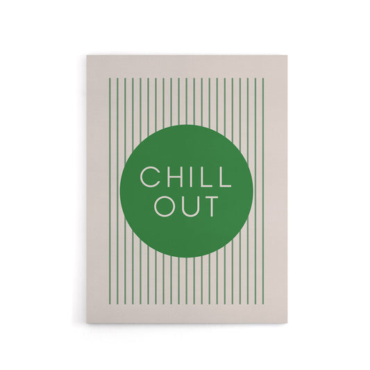 Chill Out Relax Green Circle Stripes Design Canvas Wall Art Print
