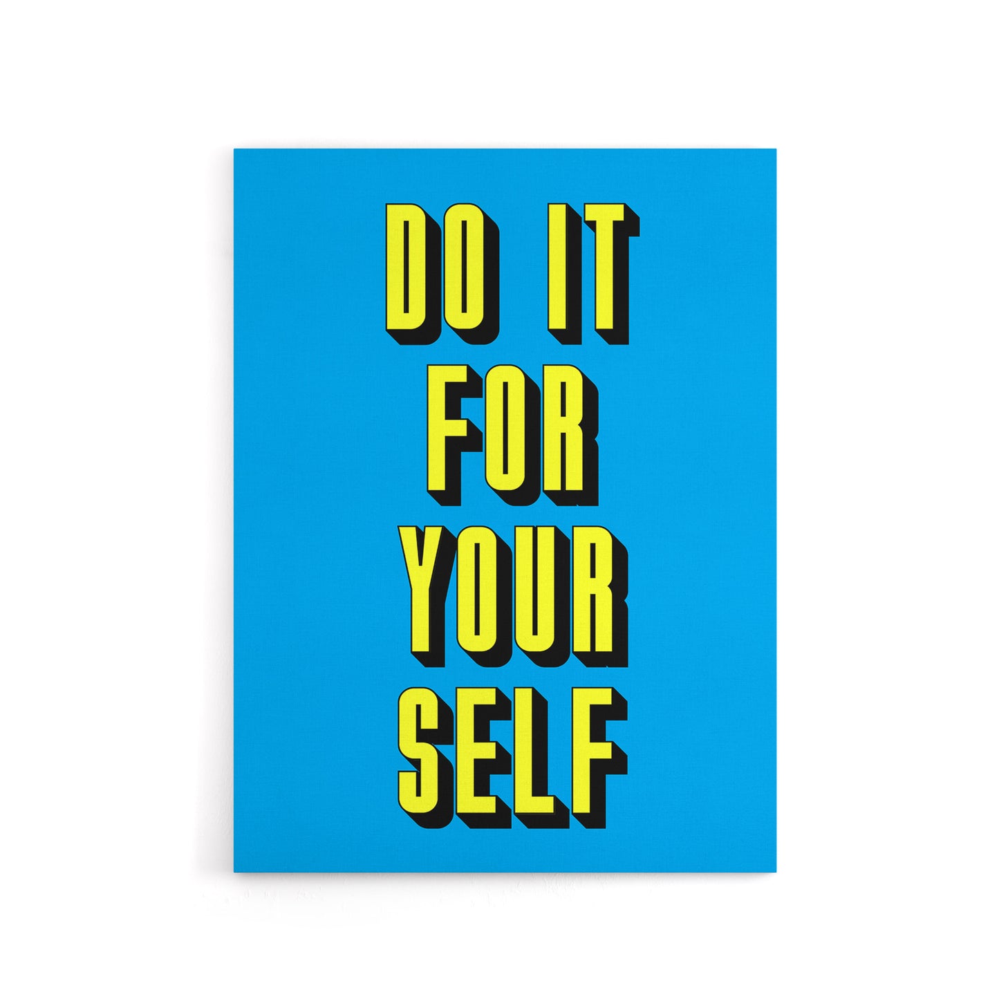 Do It For Yourself Retro Yellow Blue Bold Simple Canvas Wall Art Print