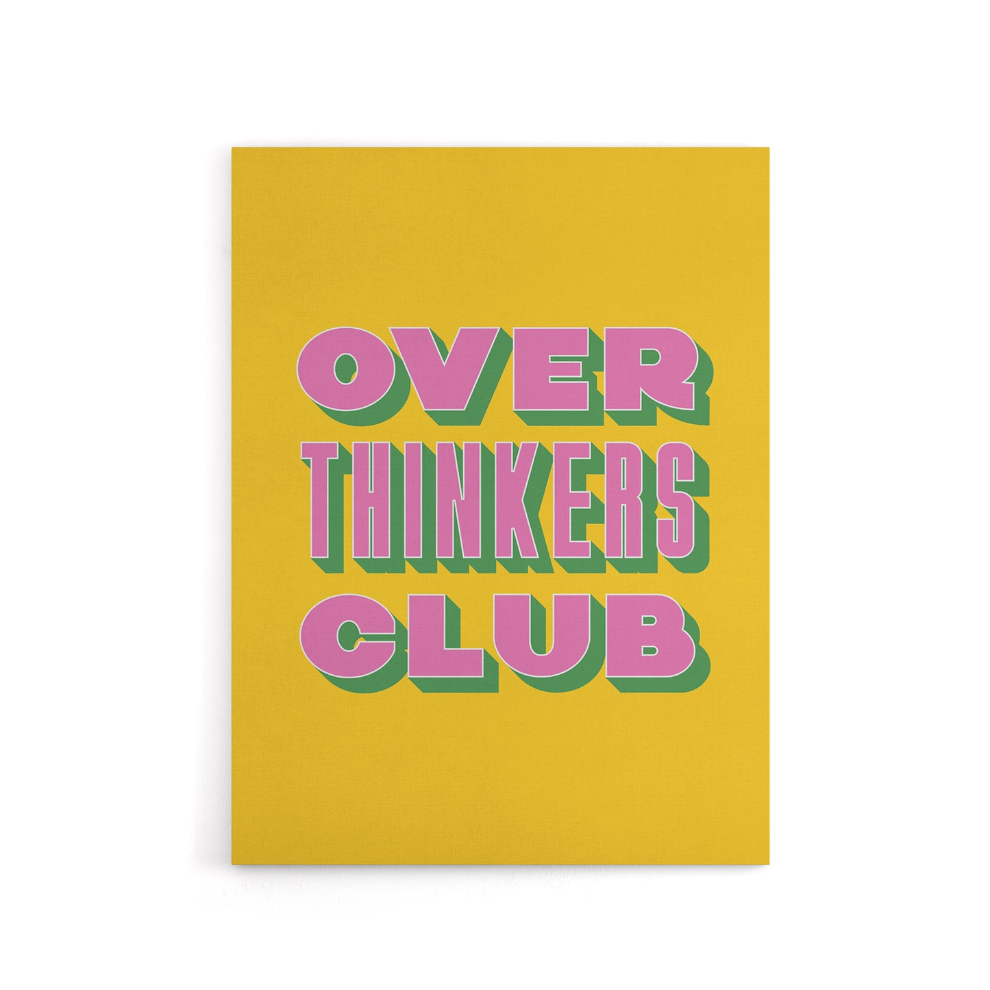 Overthinkers Club Mustard Yellow Pink Retro Canvas Wall Art Print