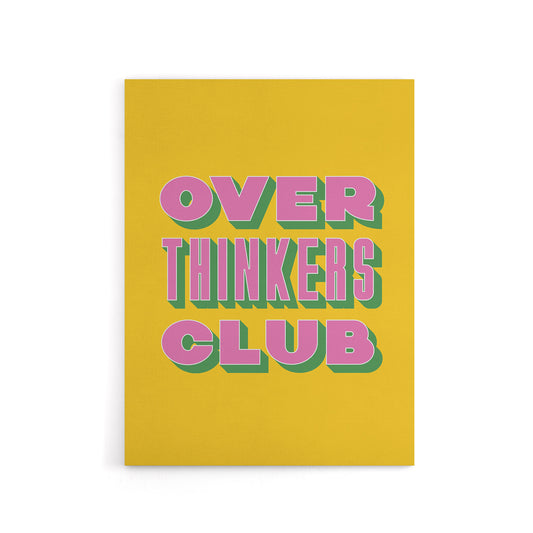 Overthinkers Club Mustard Yellow Pink Retro Canvas Wall Art Print