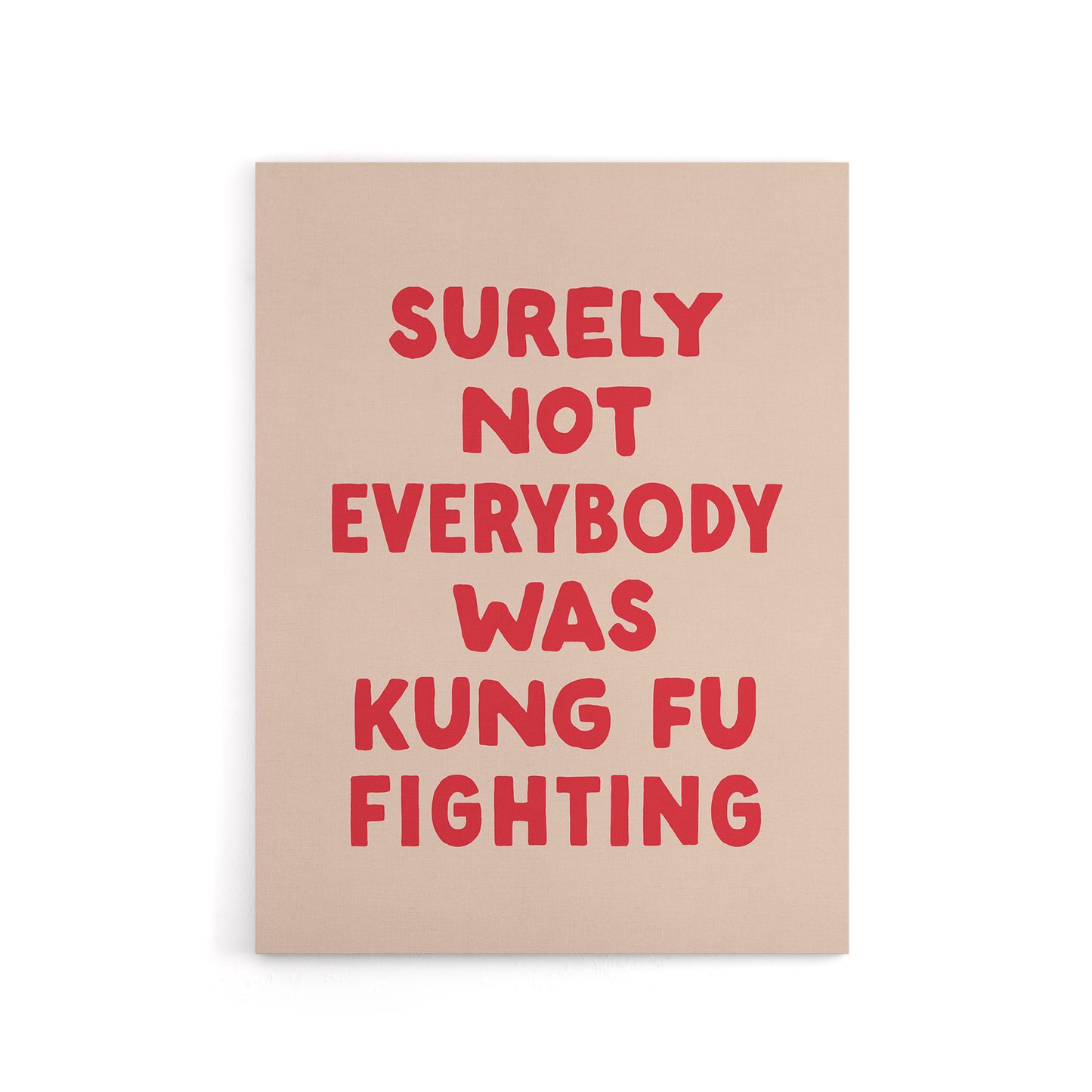Surely Not Everybody Kung Fu Fighting Pink Funny Canvas Wall Art Print