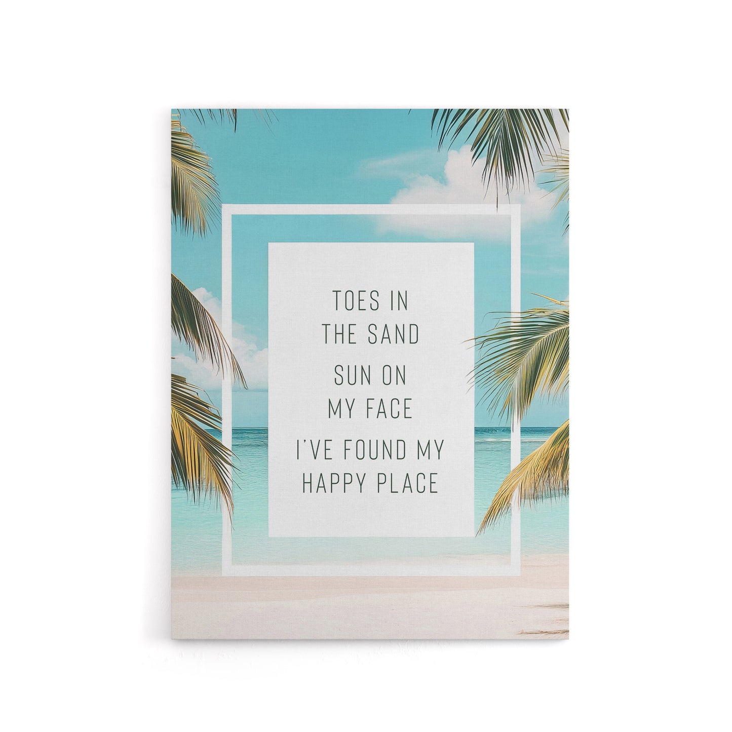Toes In Sand Sun On Face Beach Found Happy Place Canvas Wall Art Print