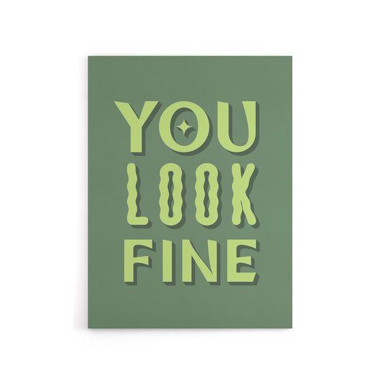 You Look Fine Sage Green Simple Cheeky Canvas Wall Art Print