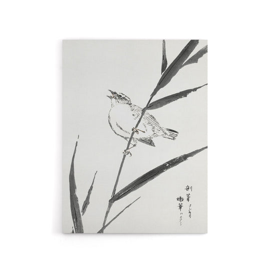 Reed Bunting and Reed Japanese Canvas Wall Art Print Numata Kashu
