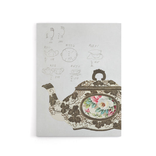 Vintage Floral Design For Teapot Canvas Wall Art Print Noritake