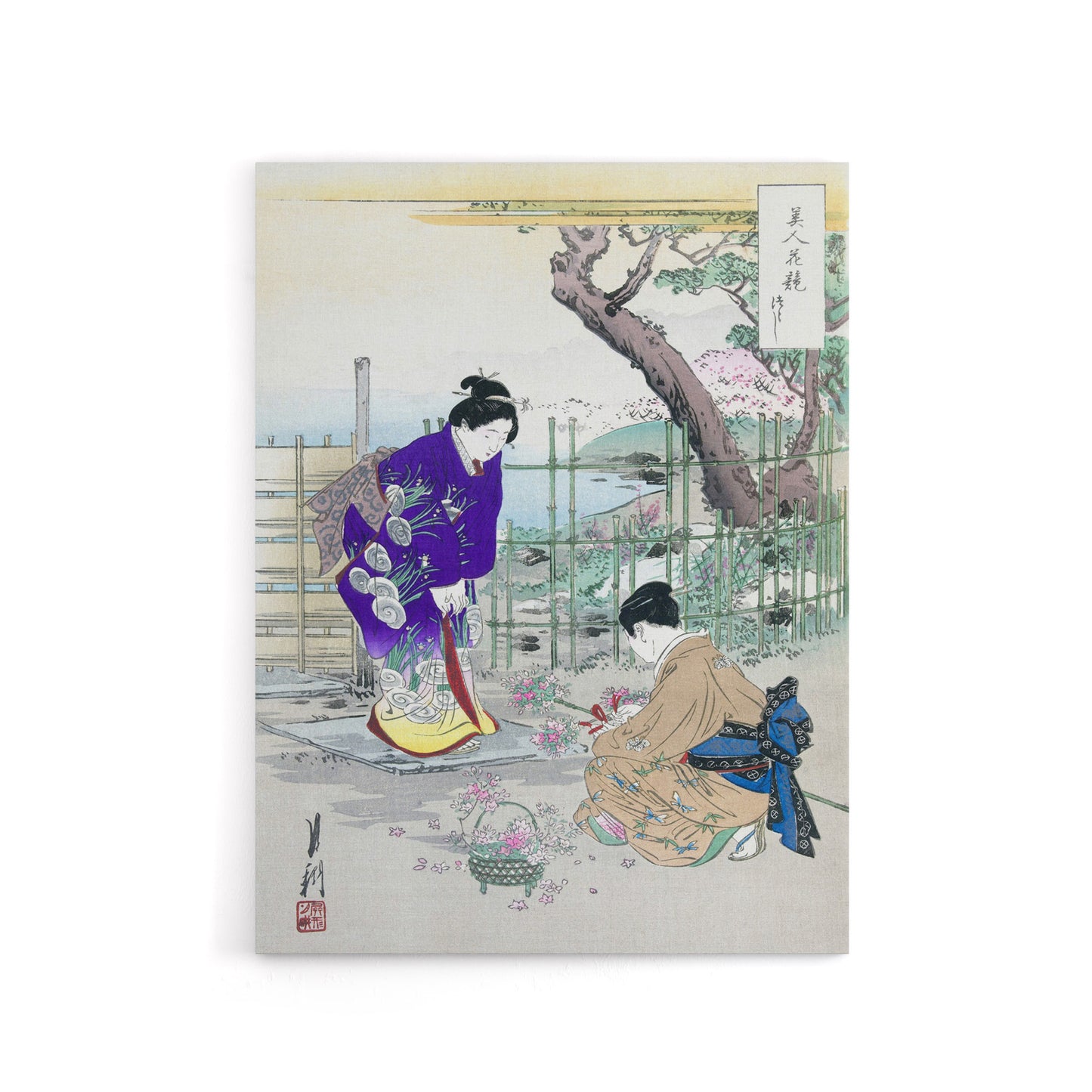 Flower Arranging In The Garden Canvas Wall Art Print Ogata Gekko