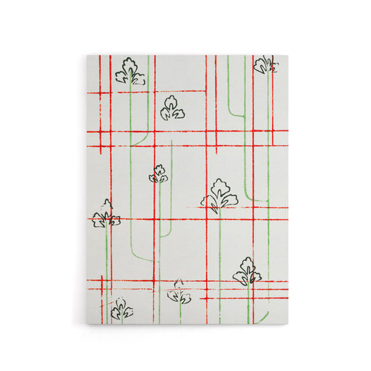Leaf Lines Shima Textile Pattern Canvas Wall Art Print Korin