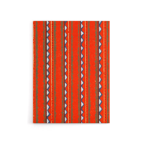 Red Geometric Textile Pattern Canvas Wall Art Print Furuya Korin