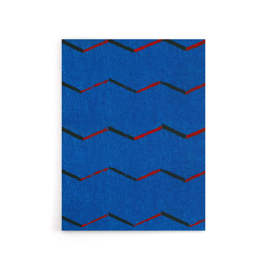 Red Blue Zig Zag Textile Pattern Canvas Wall Art Print Korin