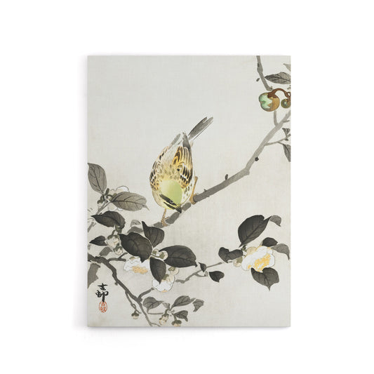 Bunting On Blossom Branch Canvas Wall Art Print Ohara Koson
