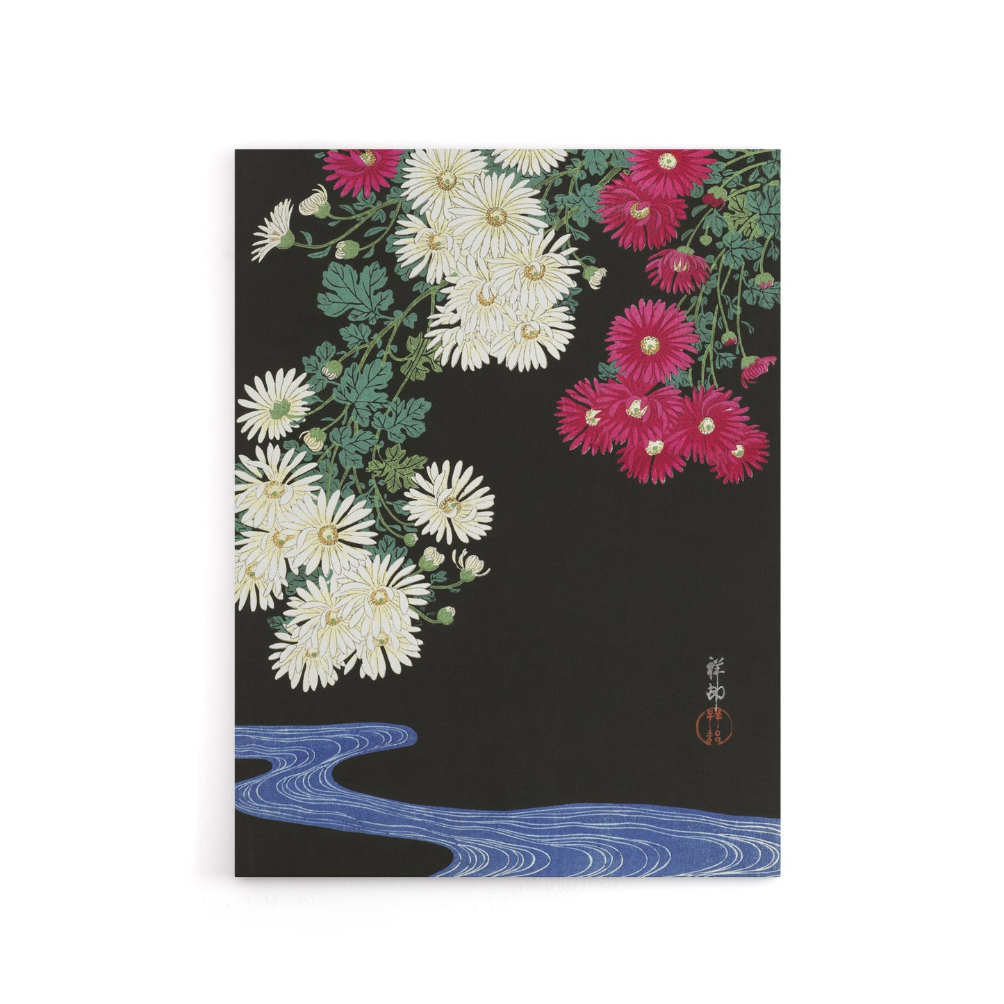 Chrysanthemums and Running Water Canvas Wall Art Print Koson