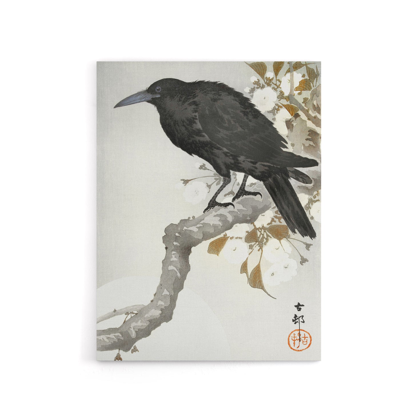 A Crow And The Full Moon Canvas Wall Art Print Ohara Koson