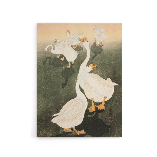 A Flock Of Grazing Geese 1926 Canvas Wall Art Print Ohara Koson