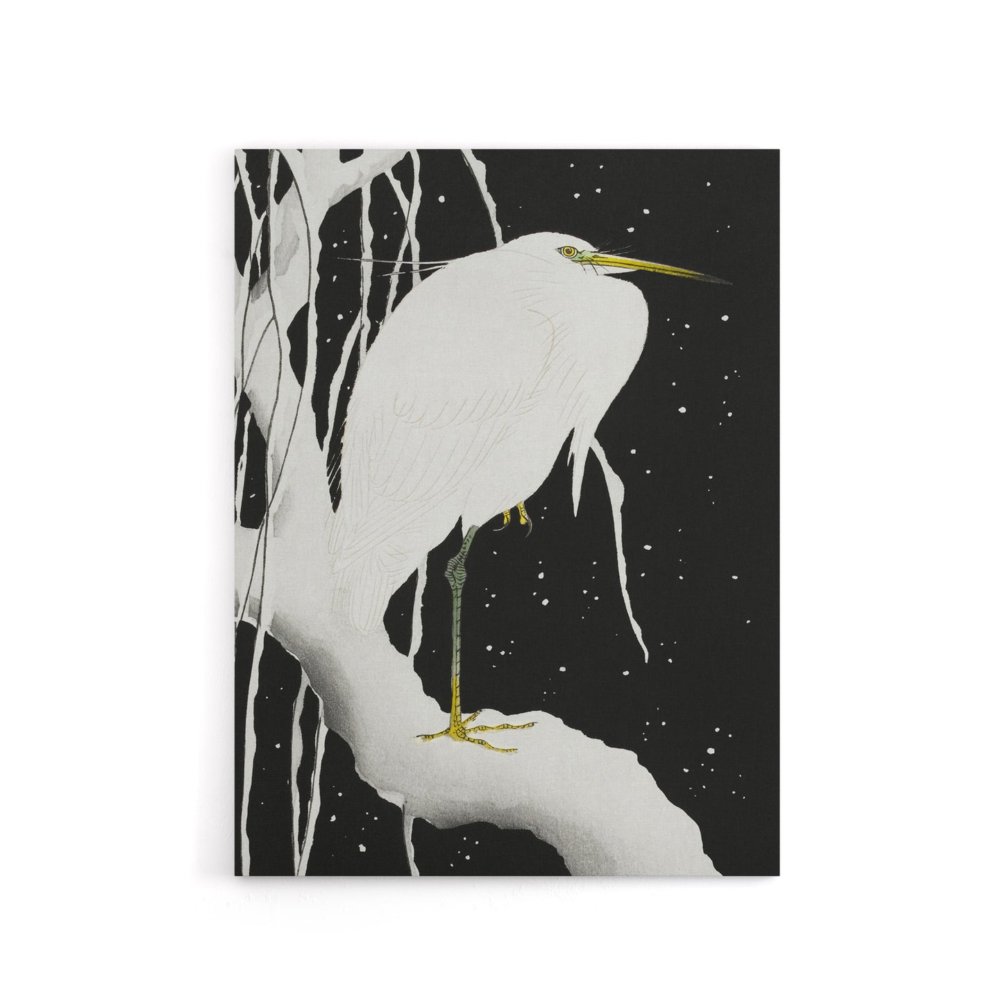 Heron In Snow Covered Tree Branch Canvas Wall Art Print Koson