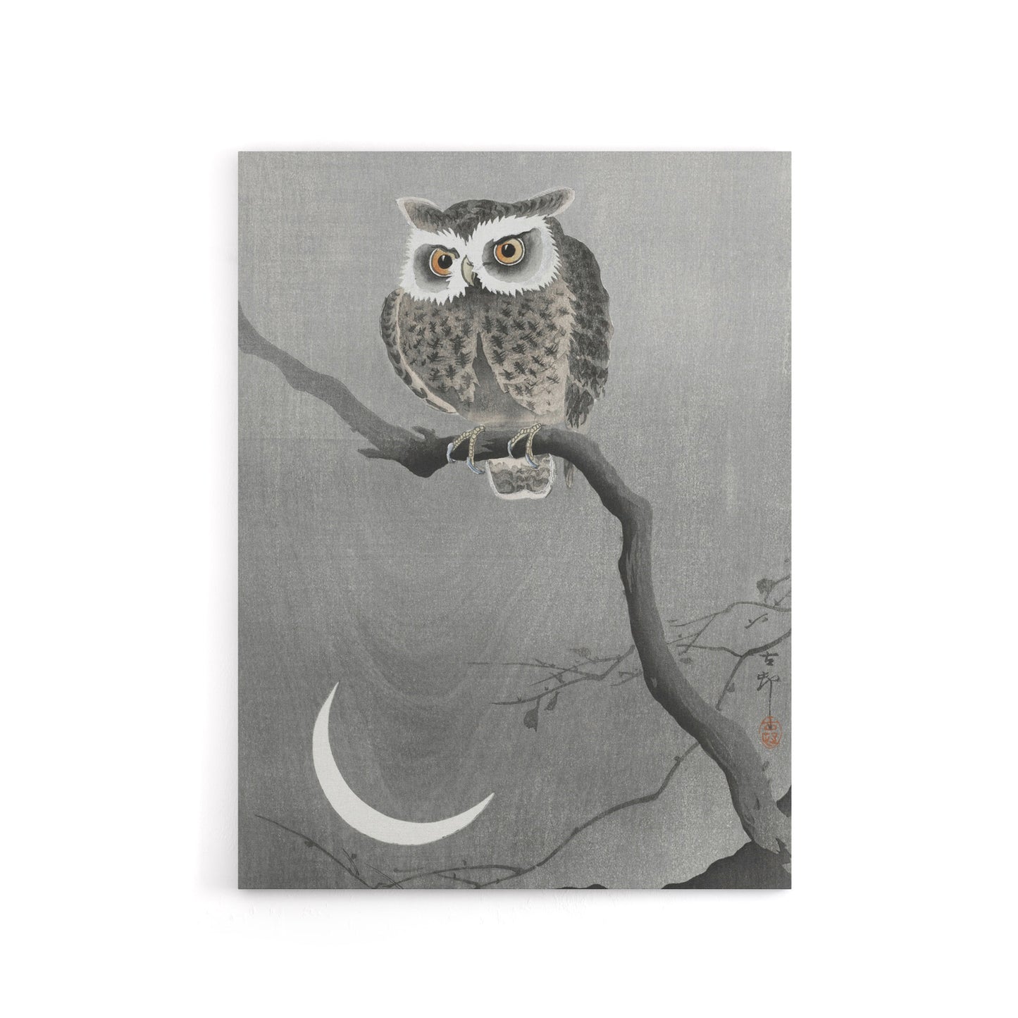 Long Eared Owl On Tree Branch Canvas Wall Art Print Ohara Koson
