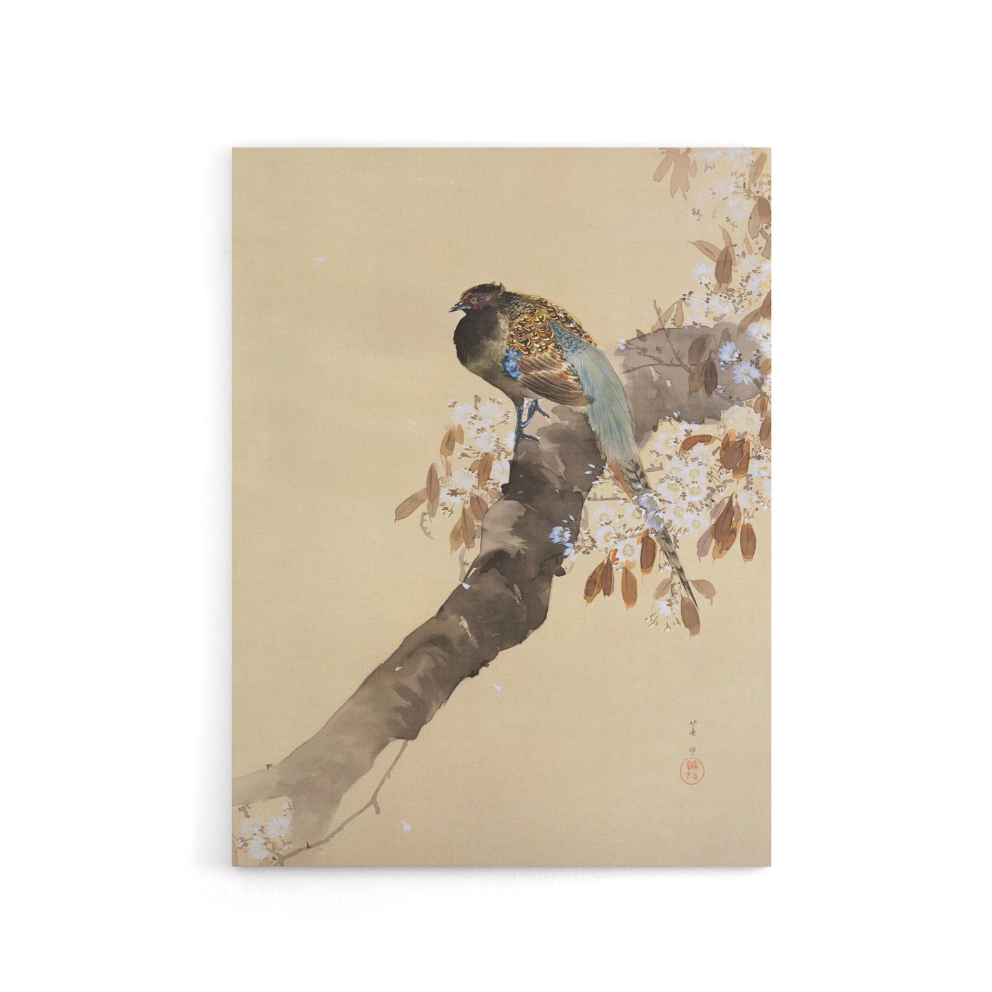Pheasant On Cherry Blossom Branch Canvas Wall Art Print Koson