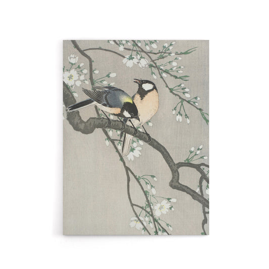 Tits On Blooming Cherry Branch Canvas Wall Art Print Ohara Koson