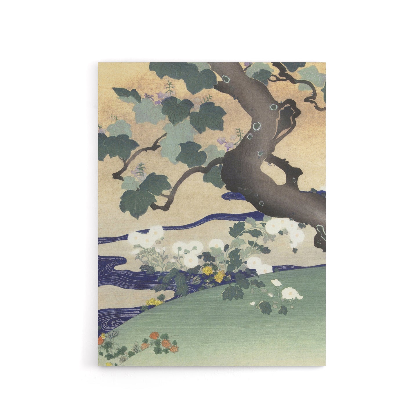 Tree And Chrysanthemums Canvas Wall Art Print Kogyo Tsukioka