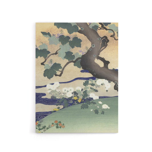 Tree And Chrysanthemums Canvas Wall Art Print Kogyo Tsukioka