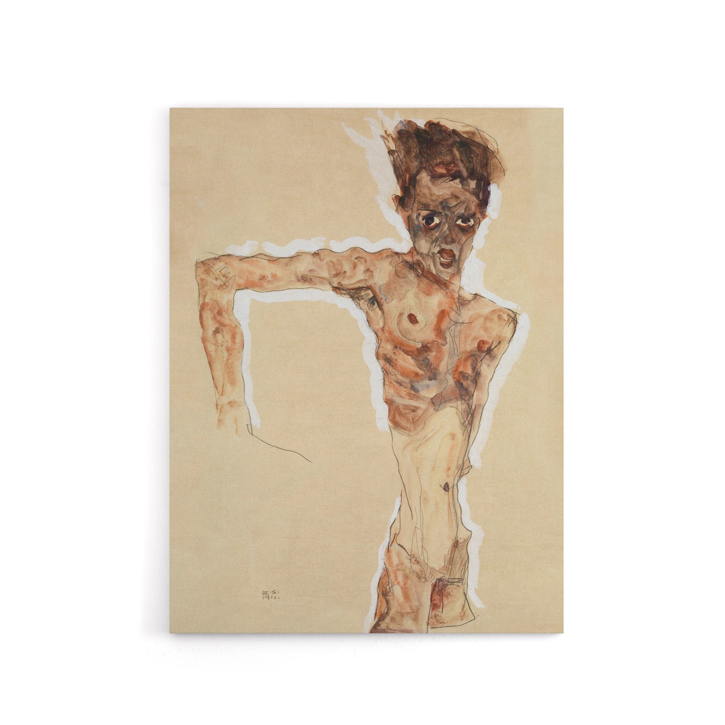 Artist Self Portrait Painting Canvas Wall Art Print Egon Schiele