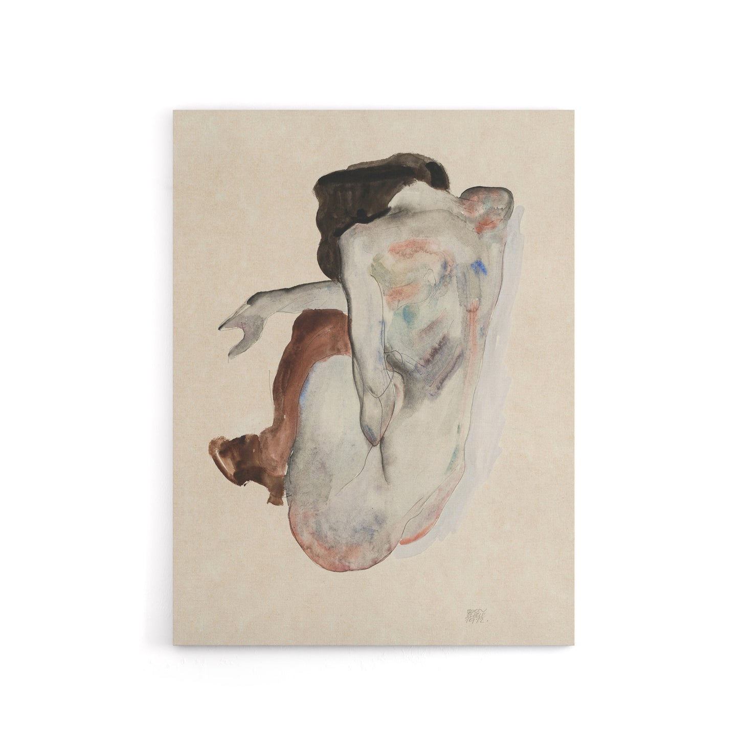 Woman Shoes Black Stockings Canvas Wall Art Print Egon Schiele