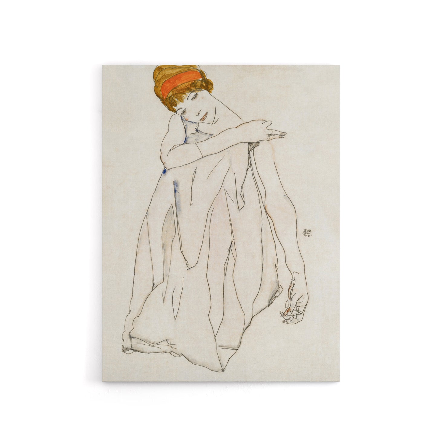 Female Dancer Line Art Drawing Canvas Wall Art Print Egon Schiele