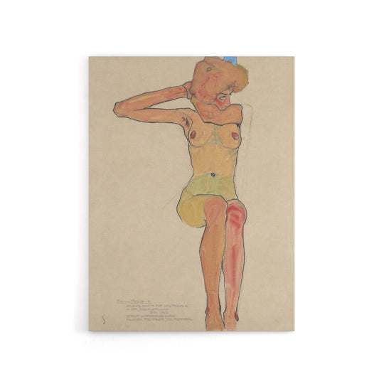 Gertrude Nude Sketch Drawing Canvas Wall Art Print Egon Schiele