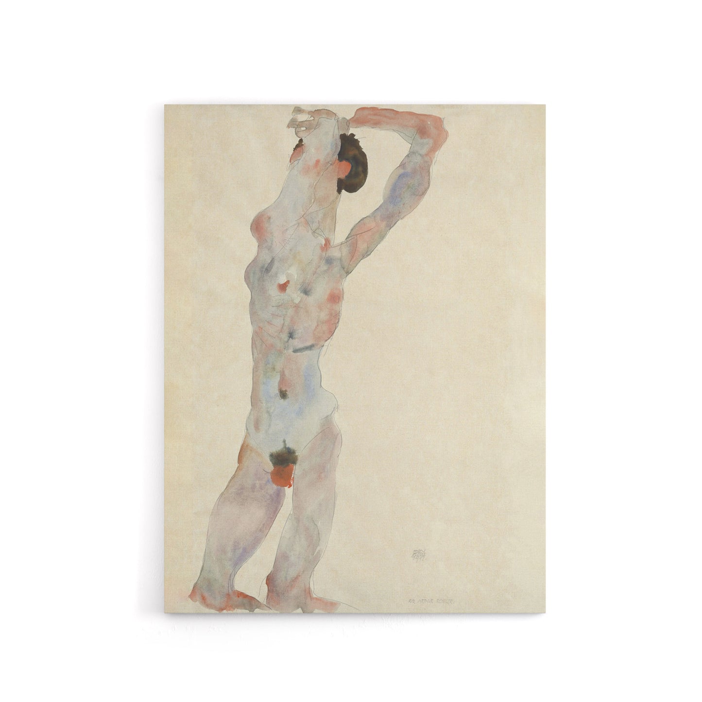 Male Nude Expressionist Painting Canvas Wall Art Print Schiele