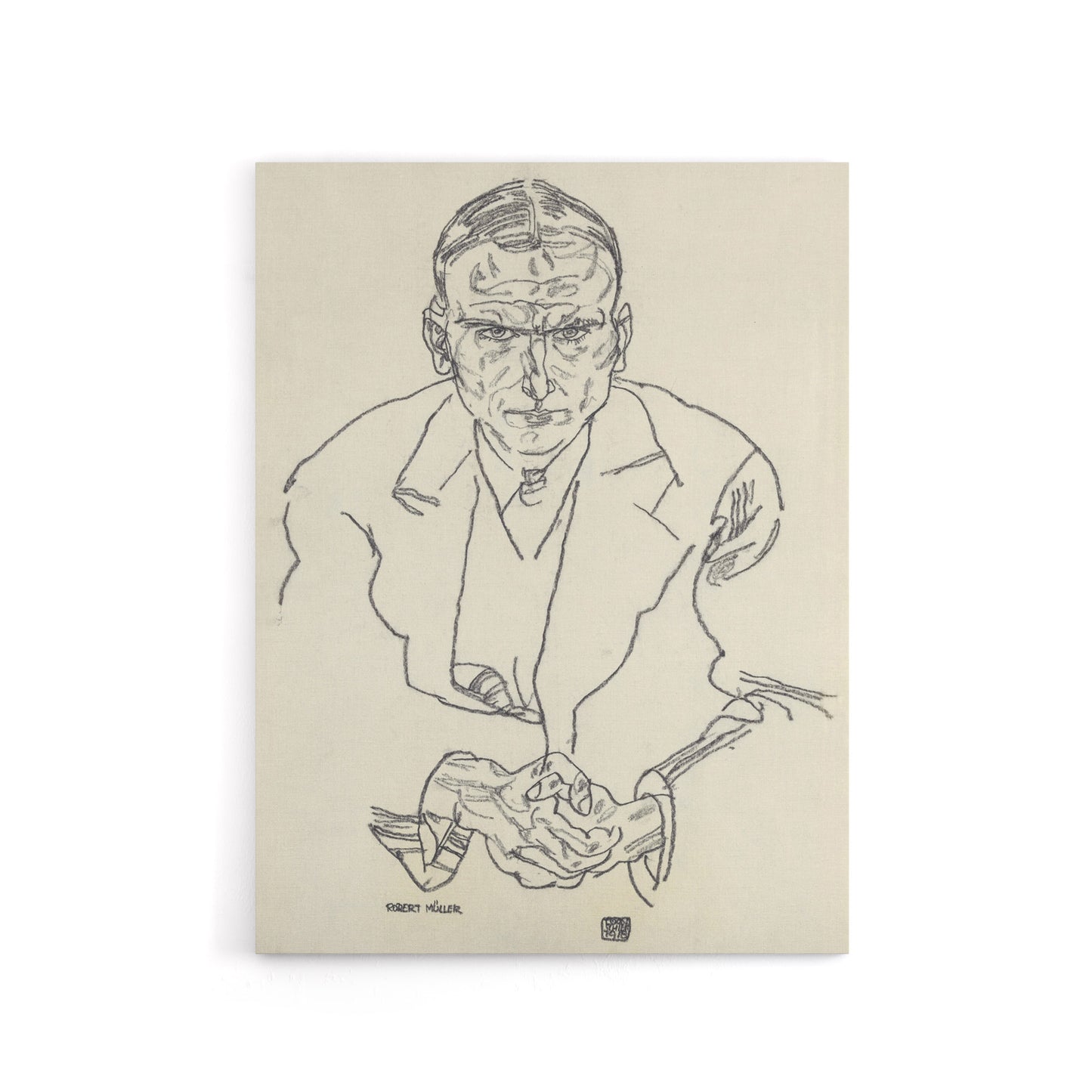 Robert Muller Line Art Portrait Canvas Wall Art Print Schiele