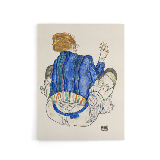 Seated Woman Back View Painting Canvas Wall Art Print Schiele