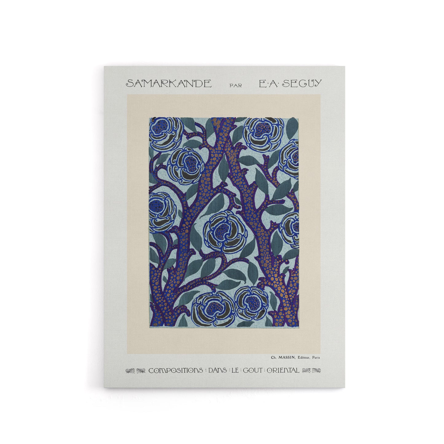 Vintage Rose Bush Flower Pattern Canvas Wall Art Print Seguy