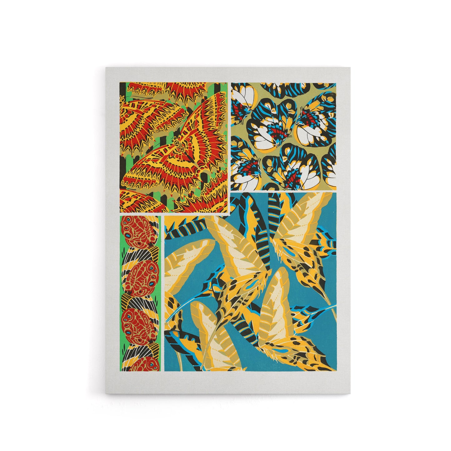 Vintage Butterflies Bright Pattern Canvas Wall Art Print Seguy