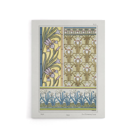 Iris Floral Pattern Canvas Wall Art Print Vintage Floral Verneuil