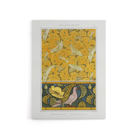 Poppy Pigeon Coral Fish Patterns Canvas Wall Art Print Verneuil