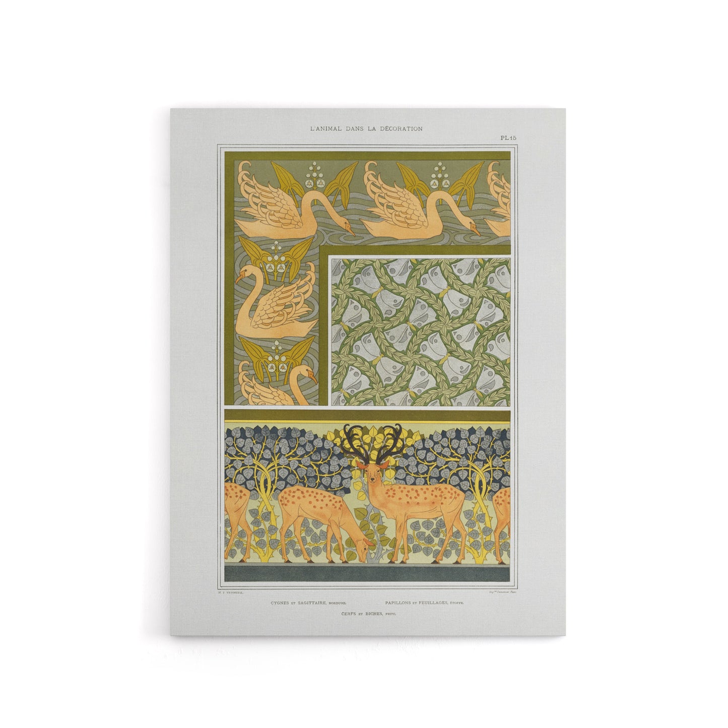 Swans Butterflies Deer Patterns Canvas Wall Art Print Verneuil