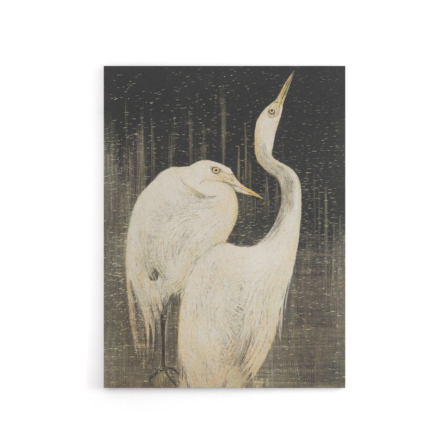Two Egrets in the Snow Canvas Wall Art Print van Hoytema