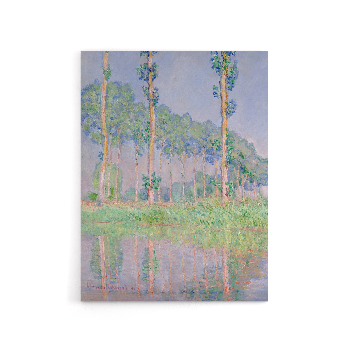 Poplars Pink Effect Landscape Monet Vintage Canvas Wall Art
