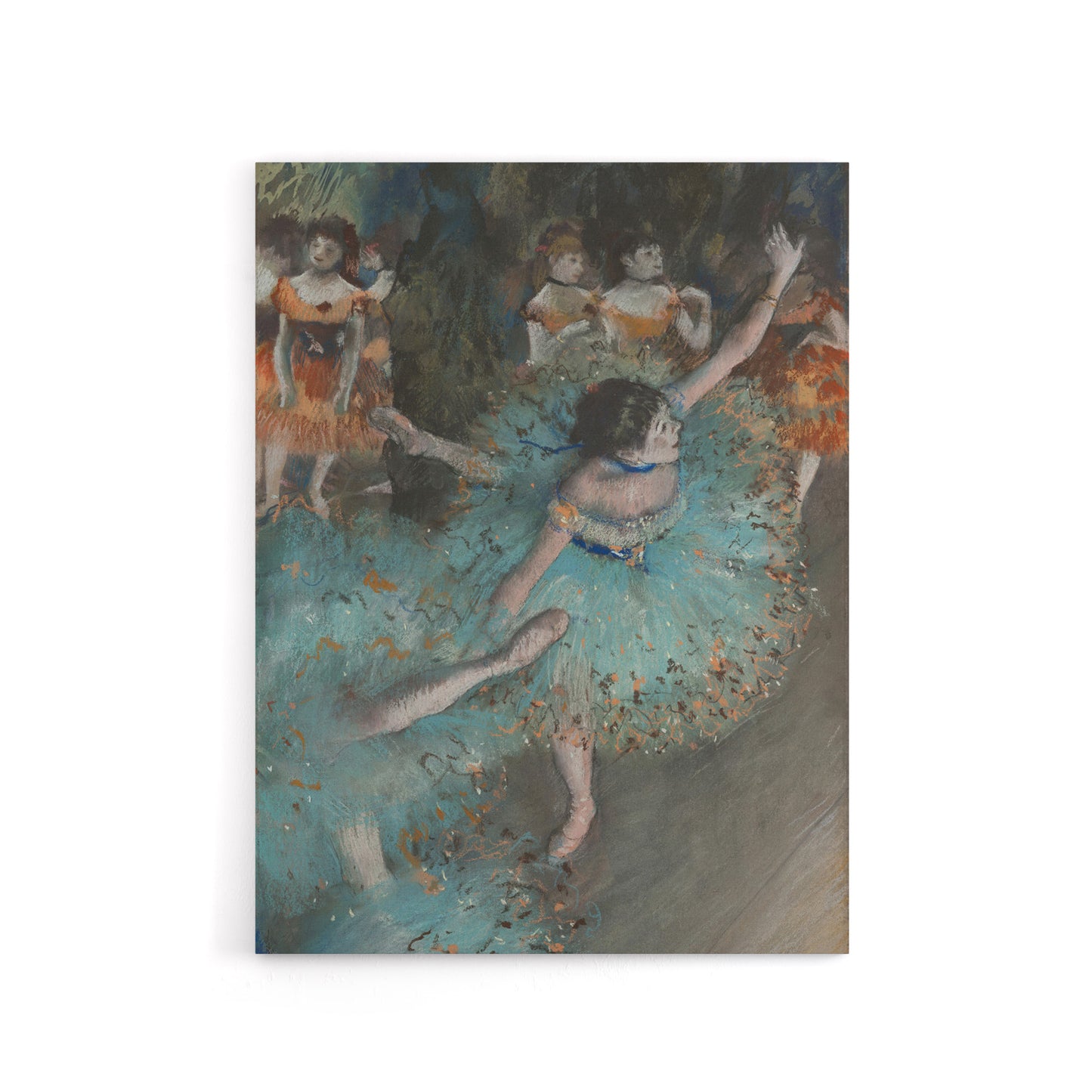 Swaying Ballet Dancer in Green Degas Vintage Canvas Wall Art