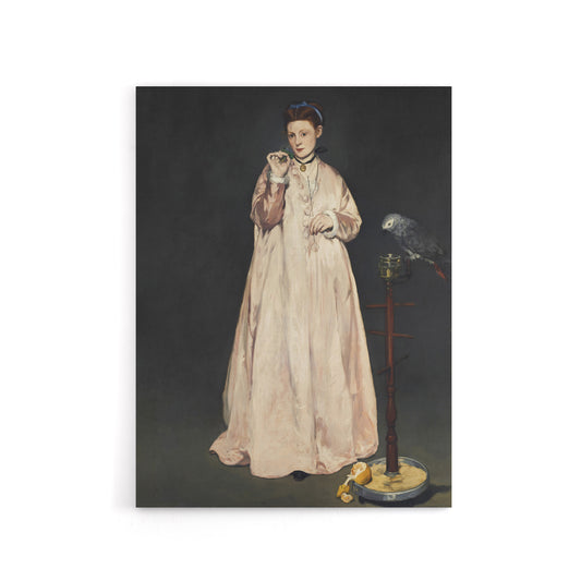 Young Lady With a Parrot Portrait Manet Vintage Canvas Wall Art
