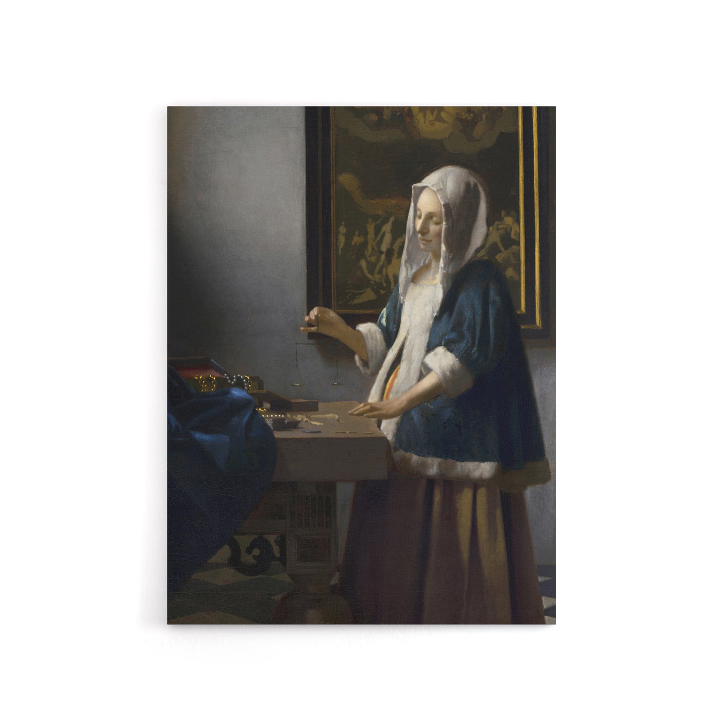 Woman Holding a Balance Vermeer Vintage Canvas Wall Art