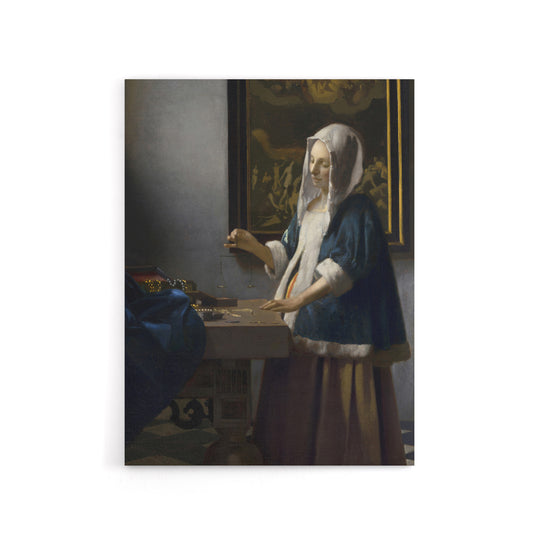 Woman Holding a Balance Vermeer Vintage Canvas Wall Art