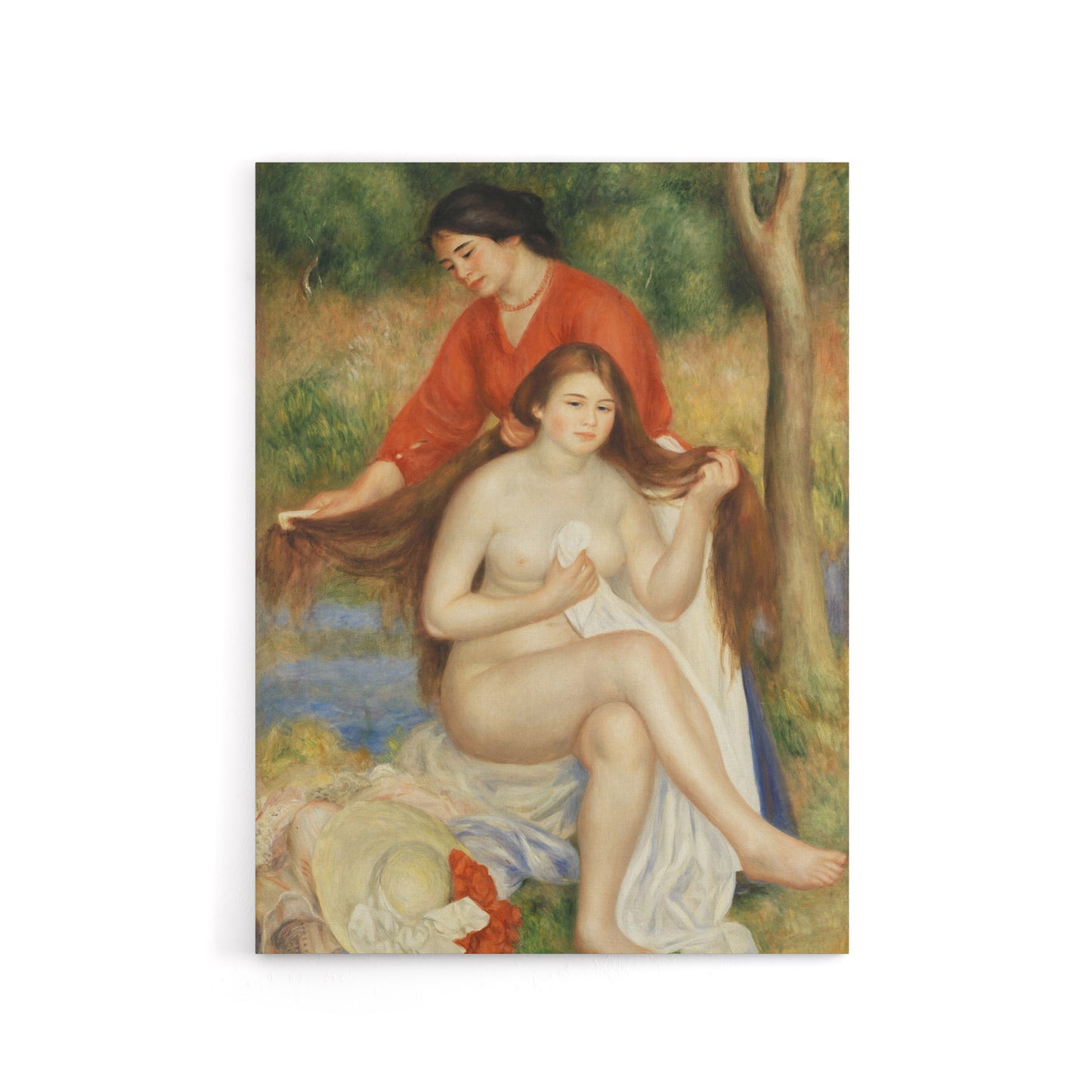 Bather and Maid Combing Hair Renoir Vintage Canvas Wall Art