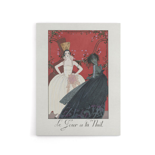 Day and Night Parisian Fashion Advert Barbier Canvas Wall Art