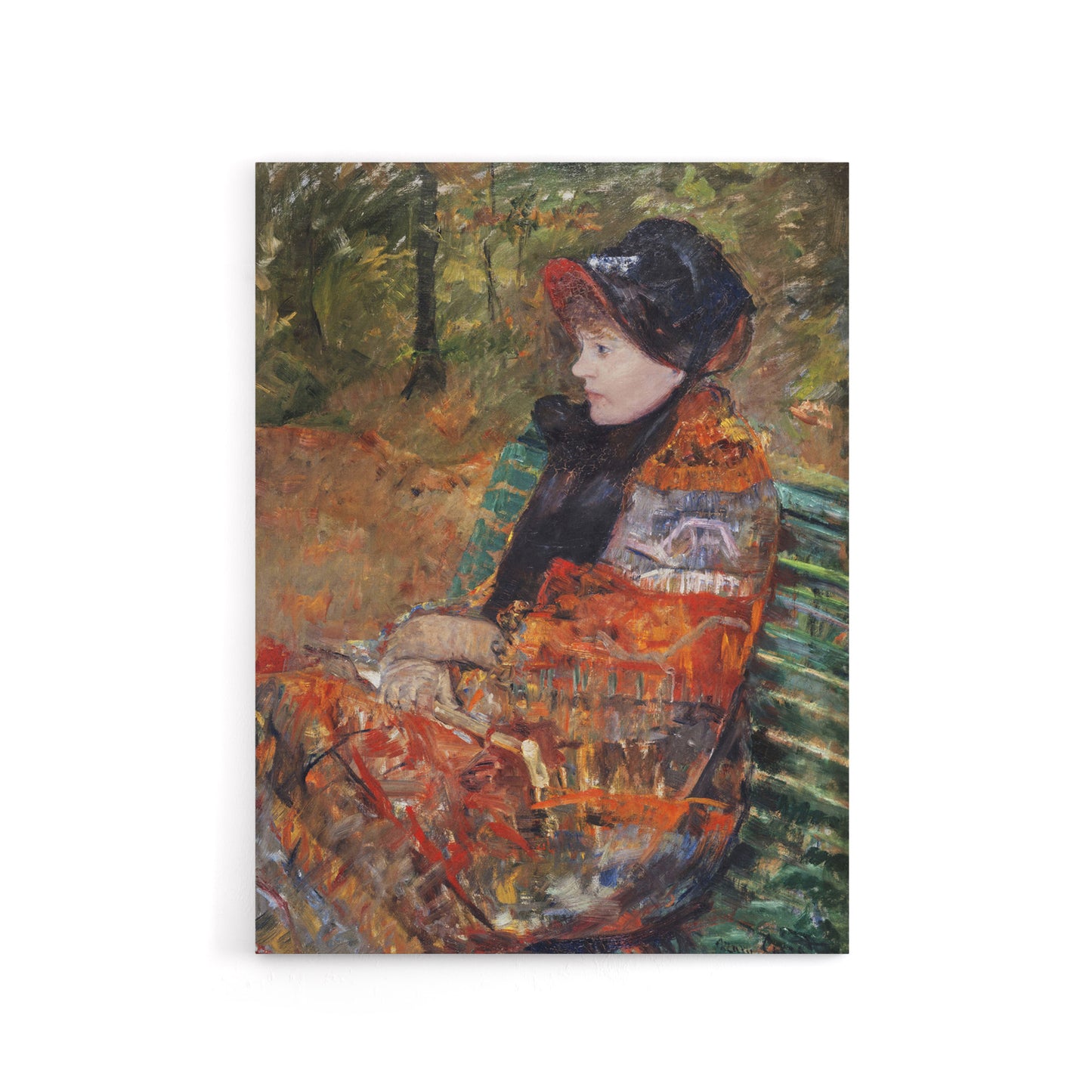 Autumn Portrait of Lydia in a Park Cassatt Canvas Wall Art