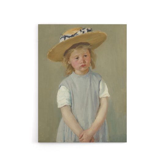 Child in a Straw Hat Painting Cassatt Vintage Canvas Wall Art