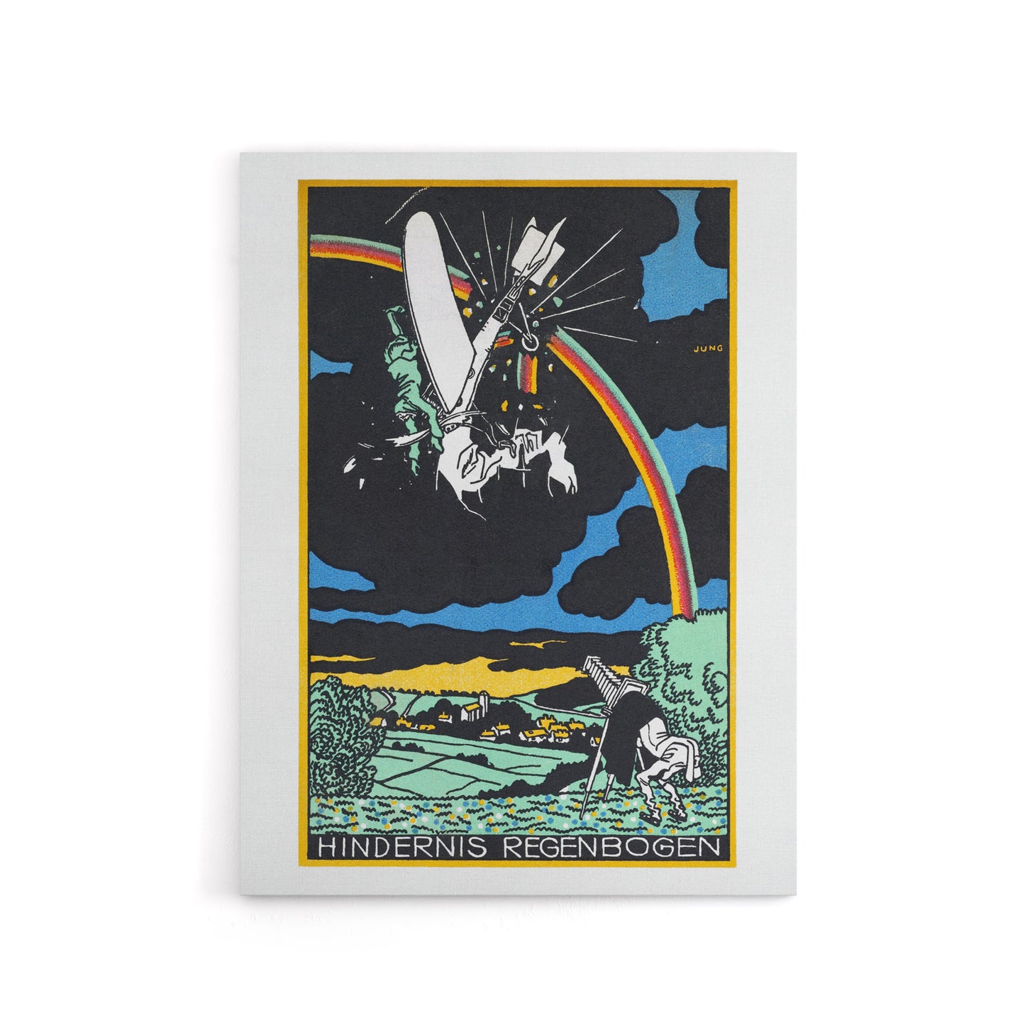 Rainbow Obstacle Plane Crash Moriz Jung Canvas Wall Art Print