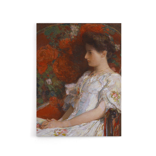 Woman Portrait on Victorian Chair Hassam Canvas Wall Art Print