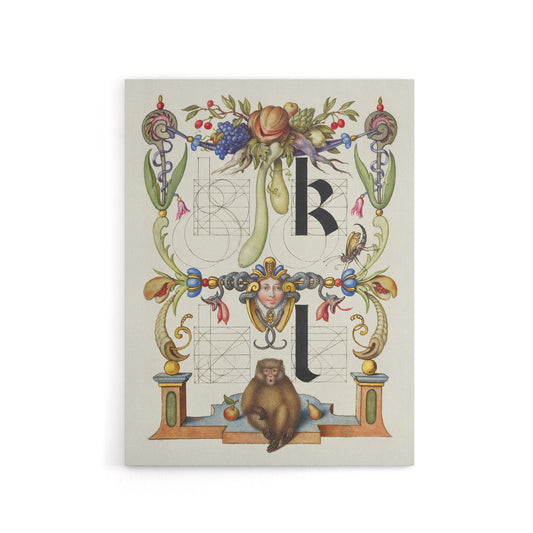 Pictorial Letter Guide K and l Calligraphy Canvas Wall Art Print
