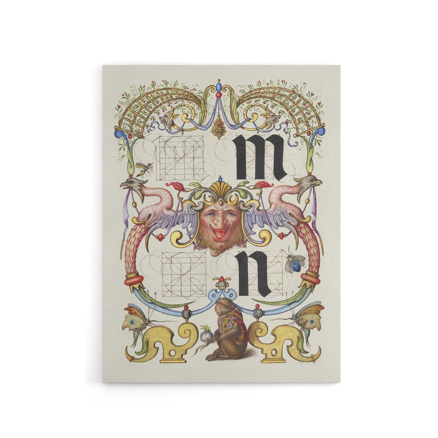 Pictorial Letter Guide M And N Calligraphy Canvas Wall Art Print