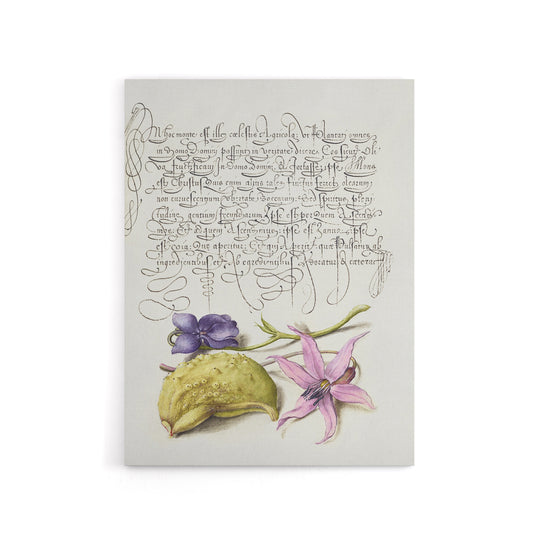 Violet Blooms and Gourd Calligraphy Canvas Wall Art Print